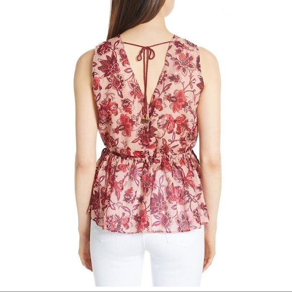 NWT Kate Spade Broome Street Pink Conch V-Neck Paisley Blossom Tank Top Size XS - Picture 4 of 13